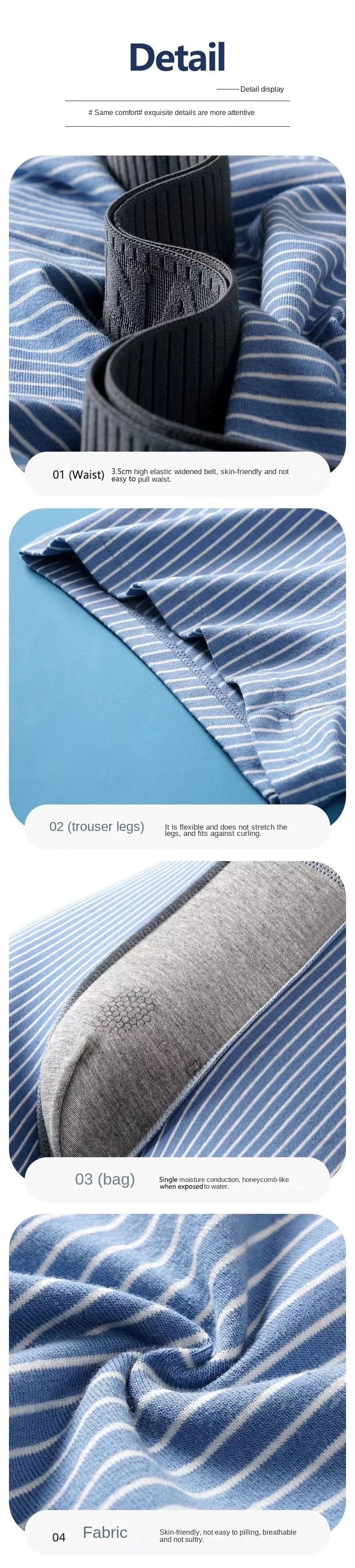 1Pc Boxer Shorts Men's Underwear Sexy Panties Cotton Striped Men's Underpants Male Boxers Homme U Convex Lingerie Free Shipping