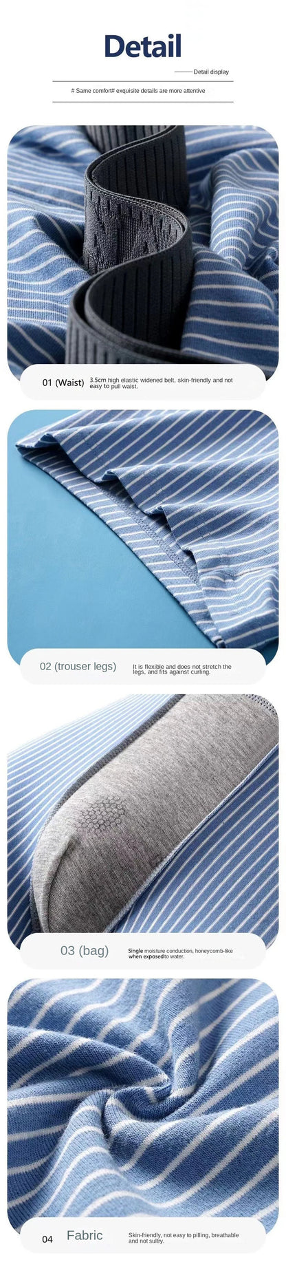 1Pc Boxer Shorts Men's Underwear Sexy Panties Cotton Striped Men's Underpants Male Boxers Homme U Convex Lingerie Free Shipping