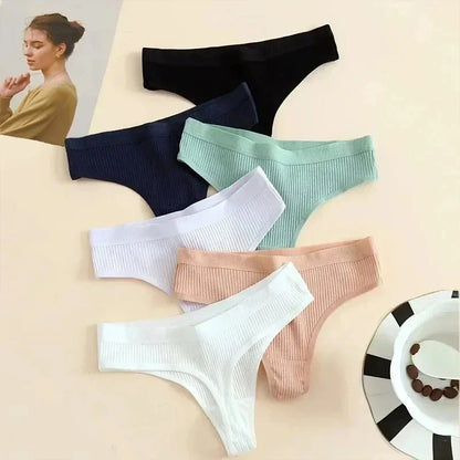 Tanga G-string femme coton — Taille basse respirant couleur unie