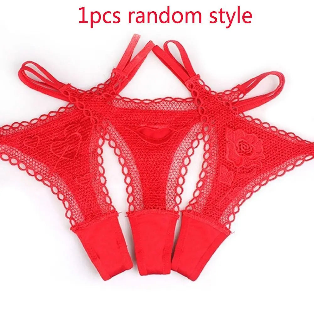 G-string dentelle rose & motifs — Taille basse