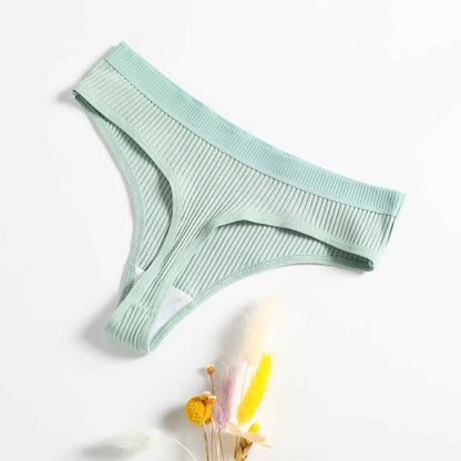 Tanga G-string femme coton — Taille basse respirant couleur unie