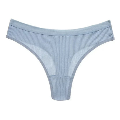 Thong seamless côtelé G-string coton taille basse — S-XL
