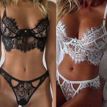 Ensemble sleepwear dentelle bra + culotte — Toutes saisons