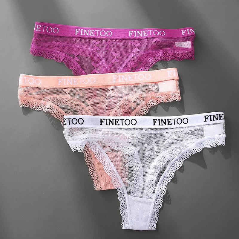 Thong femme dentelle sexy — Taille basse respirant couleur unie