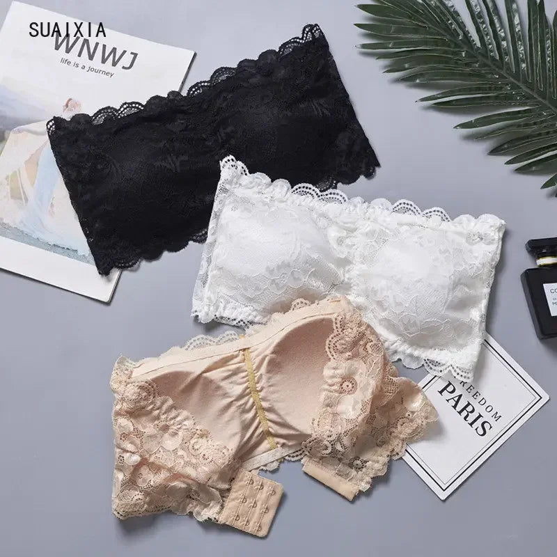 Bralette dentelle florale sans bretelles — Taille unique