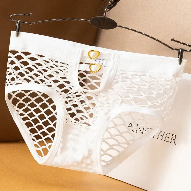 Culotte femme résille mesh transparente — Taille mi-haute respirante couleur unie