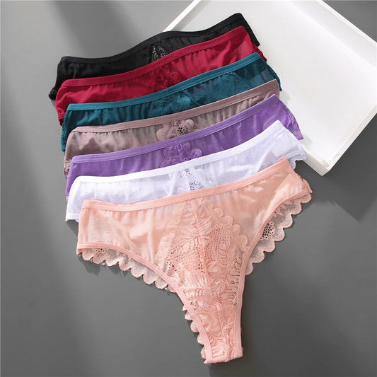 Thong femme résille dentelle — Patchwork transparent sexy