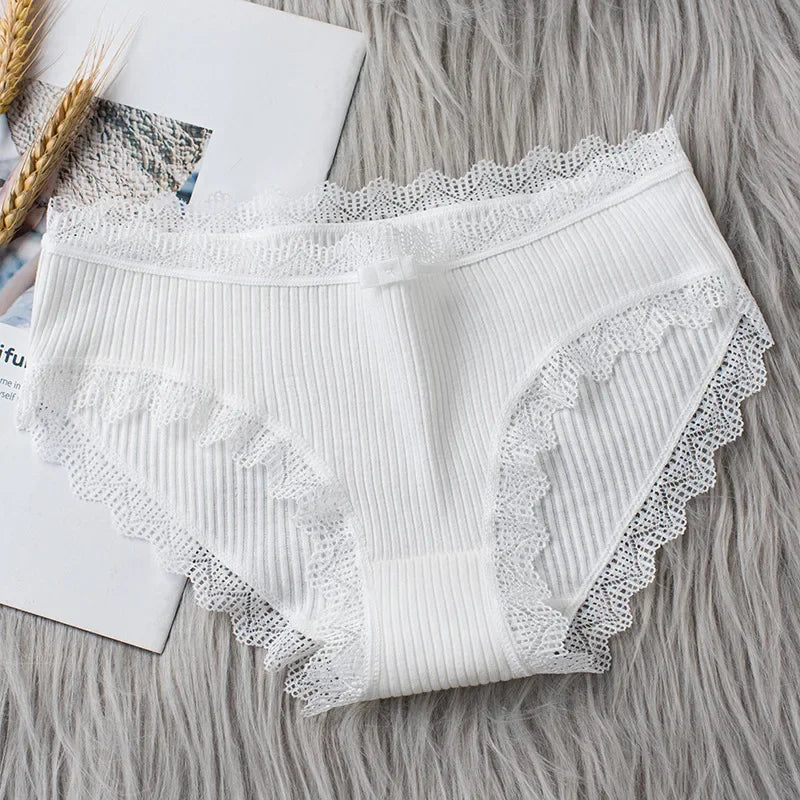 Culotte seamless coton dentelle volantée taille basse — S-XL
