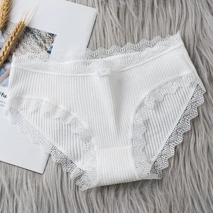 Culotte seamless coton dentelle volantée taille basse — S-XL