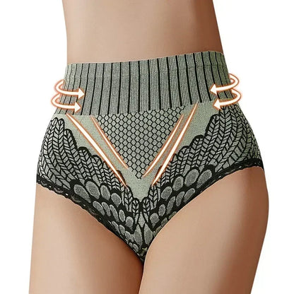 Culotte gainante femme nylon — Taille haute brodée push-up fessier