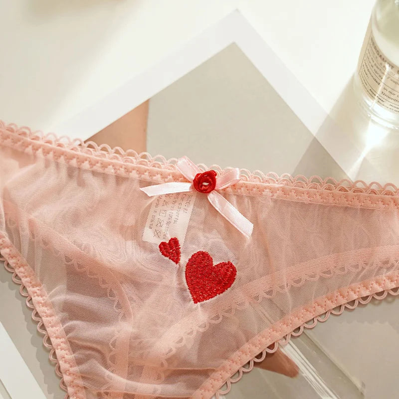 String femme broderie cœur — Transparent sans couture taille basse sexy lingerie