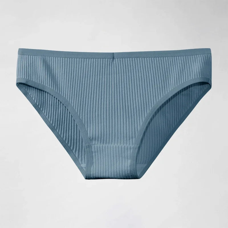 Culotte femme 100% coton — Mi-taille rayée respirante douce confortable