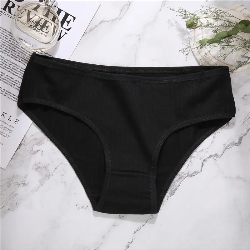 Culotte femme coton sans coutures — Taille basse respirante douce couleur unie