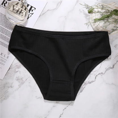 Culotte femme coton sans coutures — Taille basse respirante douce couleur unie