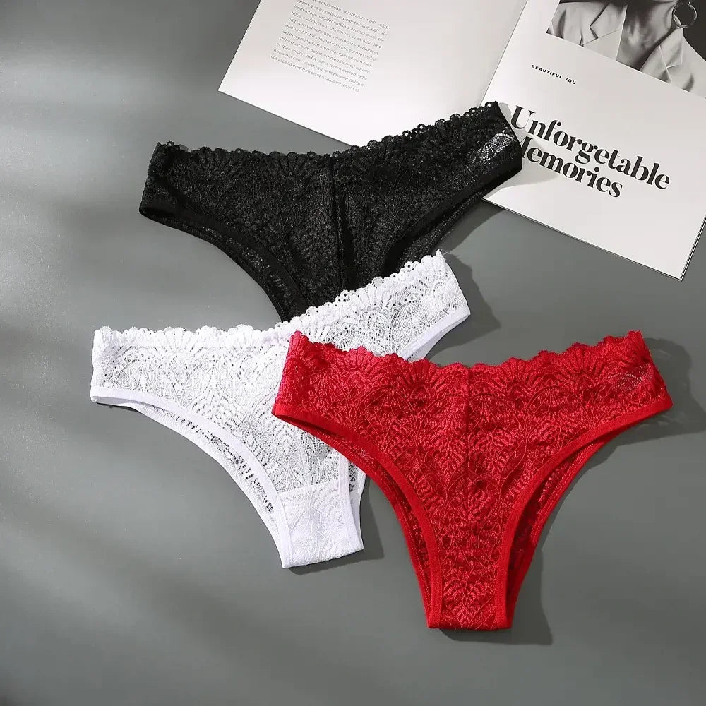 Culotte femme dentelle brodée — Taille basse ajourée