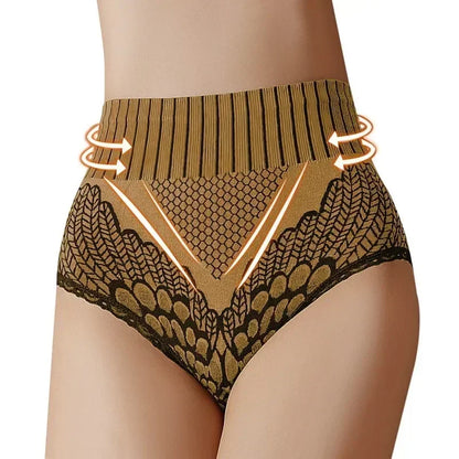 Culotte gainante femme nylon — Taille haute brodée push-up fessier