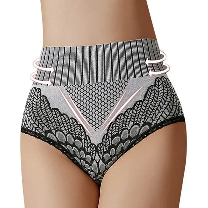 Culotte gainante femme nylon — Taille haute brodée push-up fessier