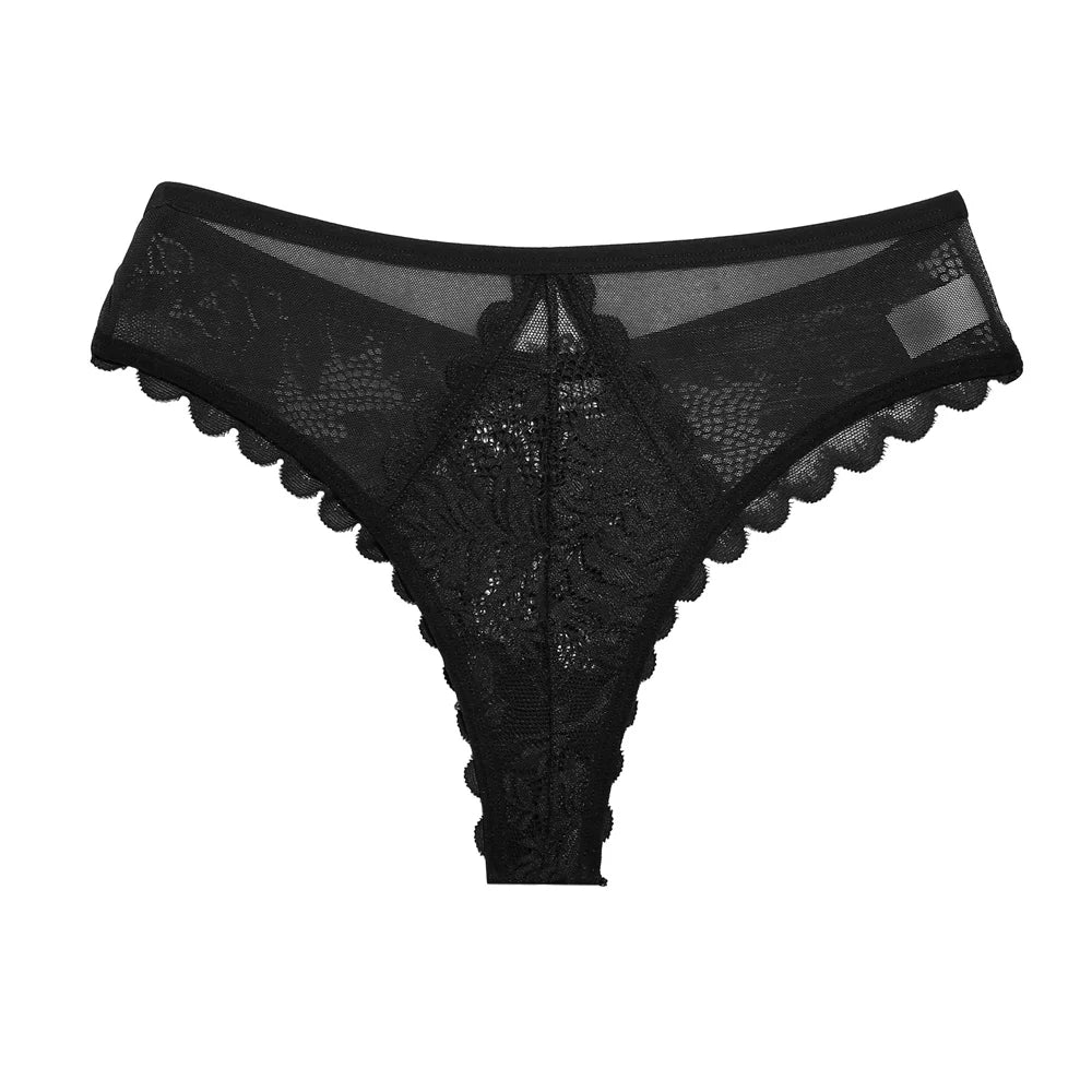 Thong femme résille dentelle — Patchwork transparent sexy