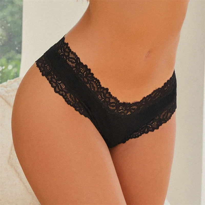 Culotte brésilienne dentelle coton taille basse — S-XL