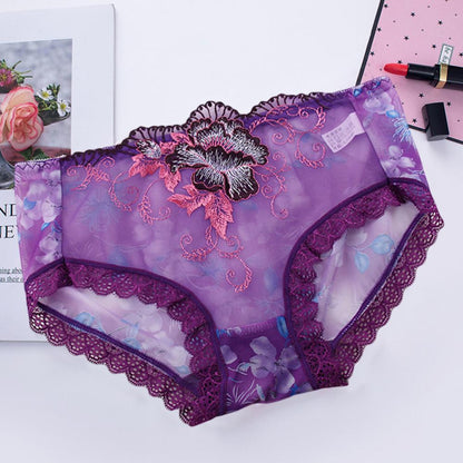 Culotte Dentelle Florale Brodée — Taille Mi-Haute M-XL