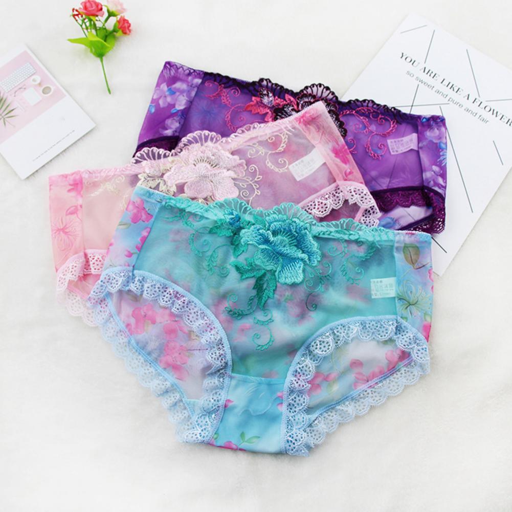 Culotte Dentelle Florale Brodée — Taille Mi-Haute M-XL