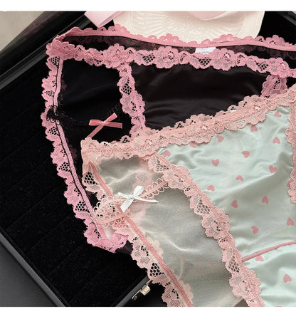 Culotte femme dentelle & ice silk — Mi-taille sans coutures