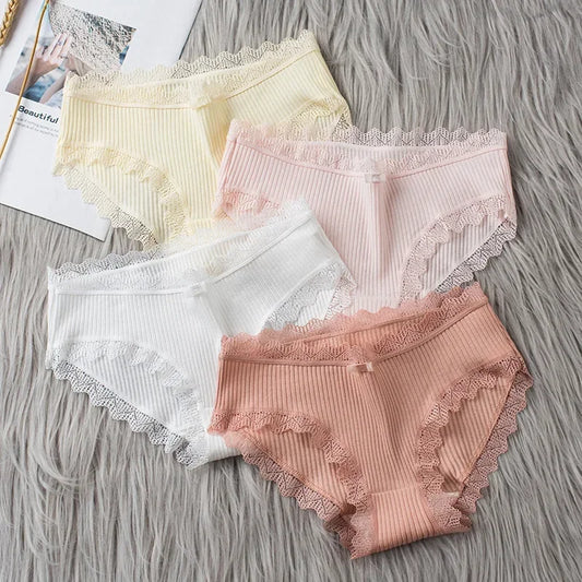Culotte seamless coton dentelle volantée taille basse — S-XL
