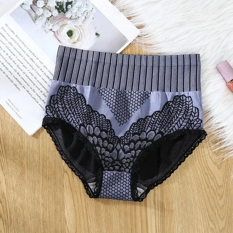 Culotte gainante femme nylon — Taille haute brodée push-up fessier