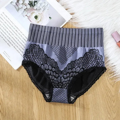 Culotte gainante femme nylon — Taille haute brodée push-up fessier