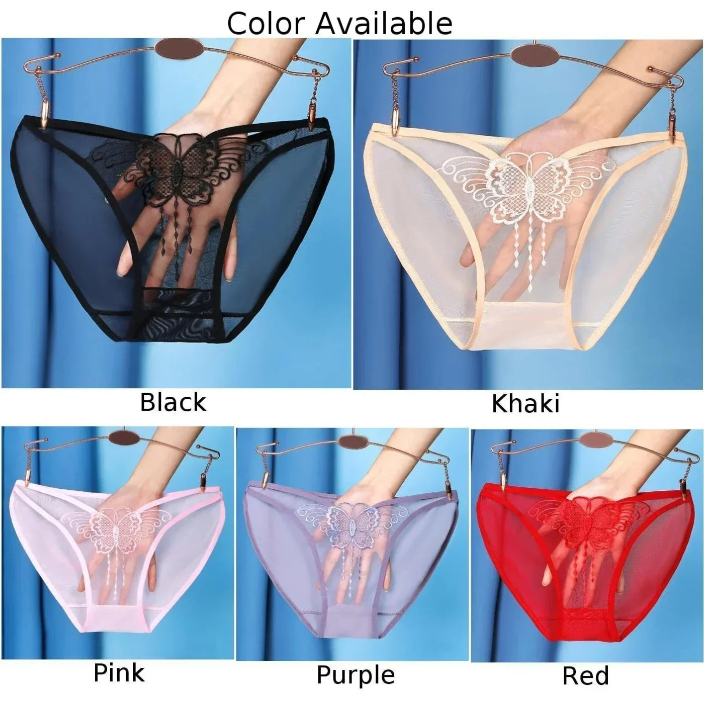 Culotte femme dentelle mesh transparente — Broderie papillon