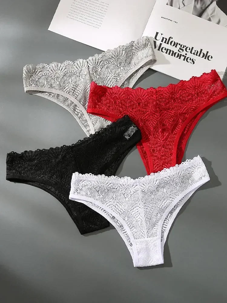 Culotte femme dentelle brodée — Taille basse ajourée