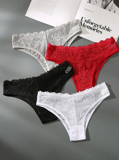 Culotte femme dentelle brodée — Taille basse ajourée