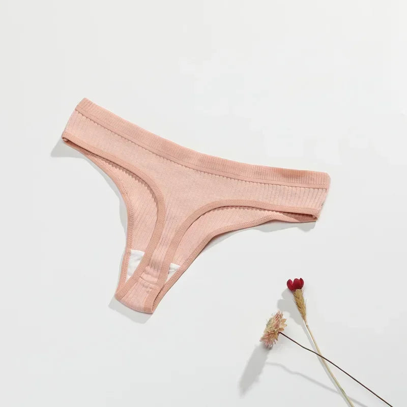 Tanga G-string femme coton — Taille basse respirant couleur unie