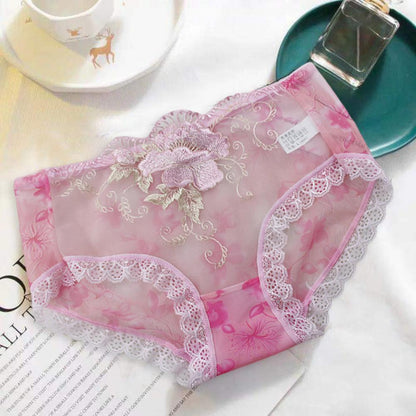 Culotte Dentelle Florale Brodée — Taille Mi-Haute M-XL