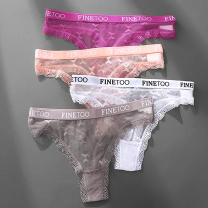 Thong femme dentelle sexy — Taille basse respirant couleur unie