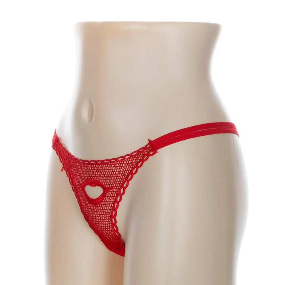 G-string dentelle rose & motifs — Taille basse