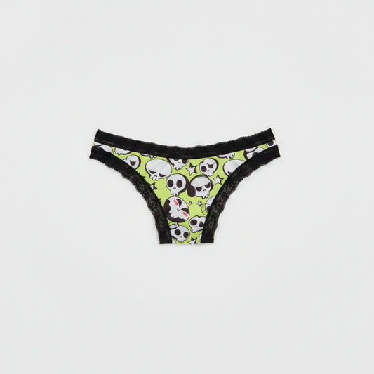Halloween Skeleton Printed Women's Mid-waist Seamless Plus Size Briefs, Female Lingerie Breathable Cotton Crotch Underwear