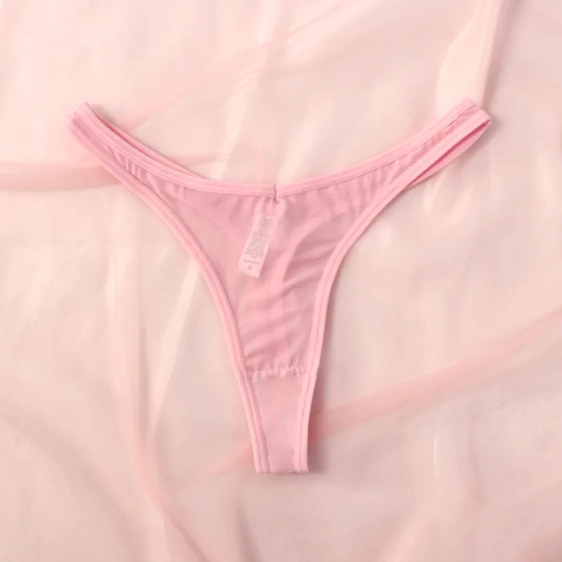 String femme sans coutures mesh translucide — Mi-taille T-back sexy