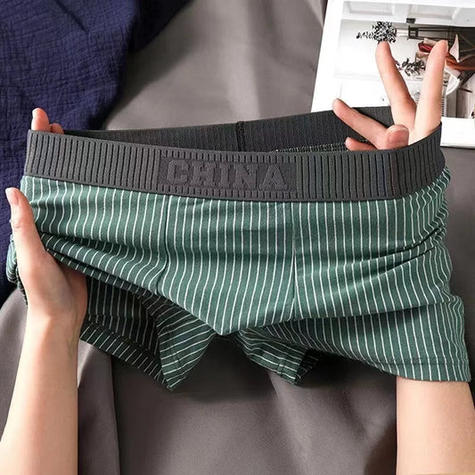 1Pc Boxer Shorts Men's Underwear Sexy Panties Cotton Striped Men's Underpants Male Boxers Homme U Convex Lingerie Free Shipping
