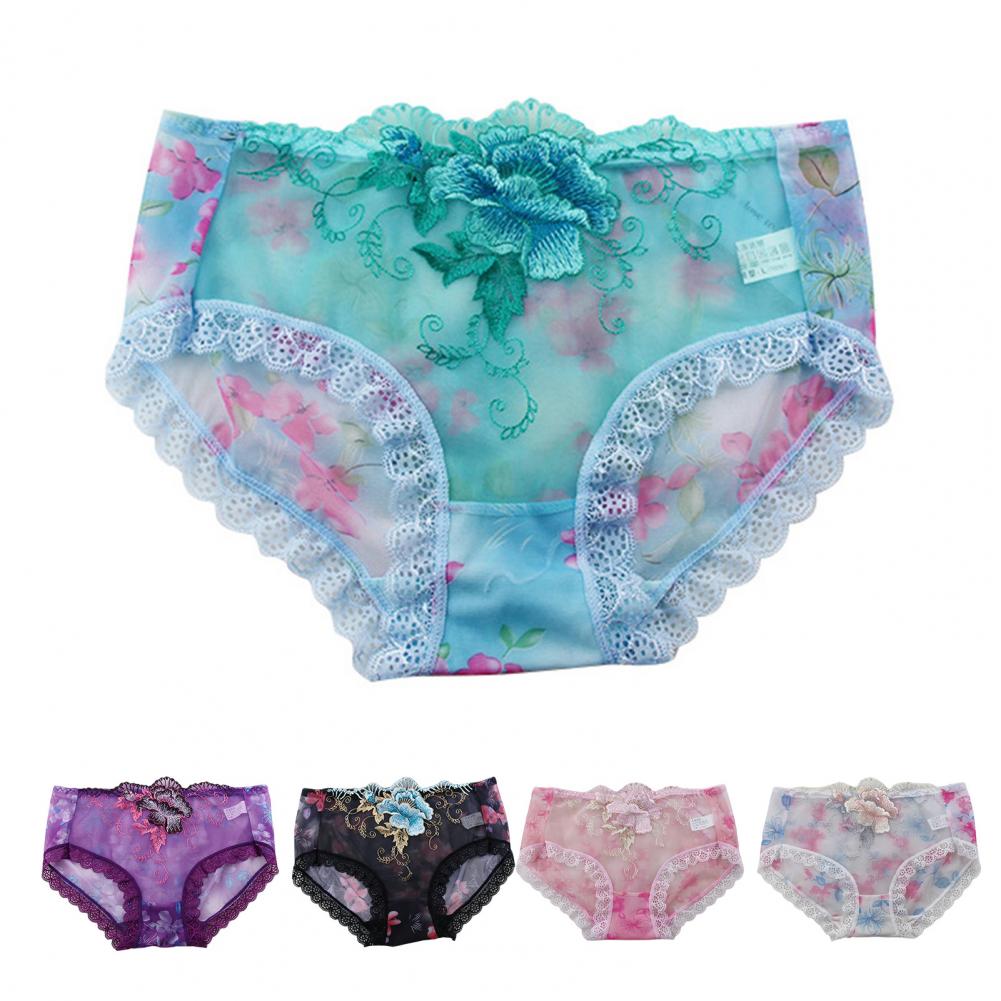 Culotte Dentelle Florale Brodée — Taille Mi-Haute M-XL