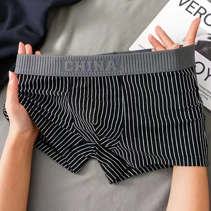 1Pc Boxer Shorts Men's Underwear Sexy Panties Cotton Striped Men's Underpants Male Boxers Homme U Convex Lingerie Free Shipping