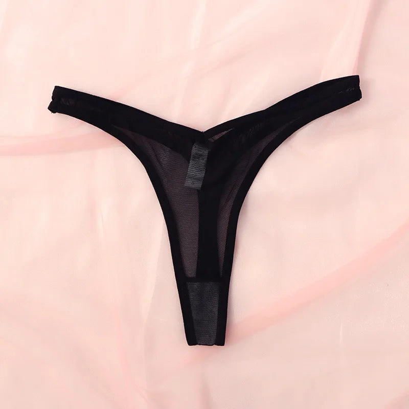 String femme sans coutures mesh translucide — Mi-taille T-back sexy
