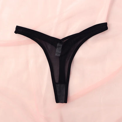String femme sans coutures mesh translucide — Mi-taille T-back sexy