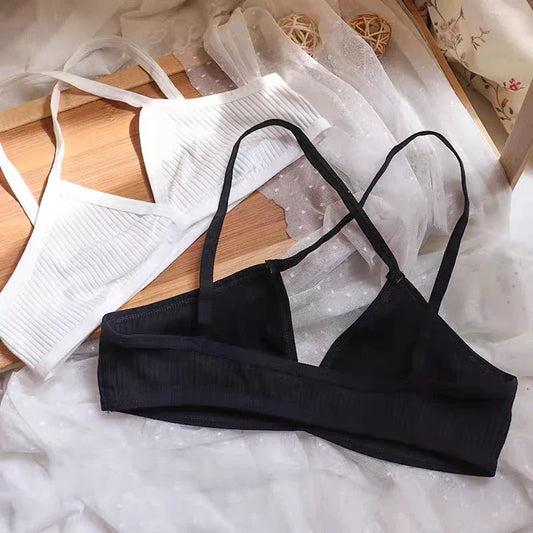 Bralette triangle sans armature — Coton doux Deep-V bretelles fixes sexy