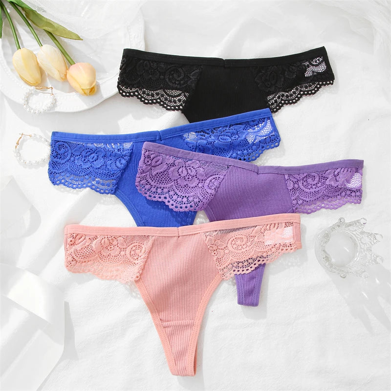 Culotte G-String Coton Dentelle - Taille Basse S-XL - Nos Petits KIFF