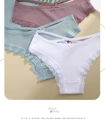 Culotte Femme FINETOO Coton Dentelle - Taille Basse Sexy - Nos Petits KIFF