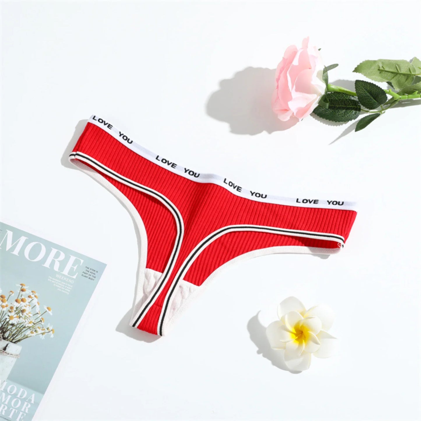 Thong coton T-back effet gainant taille basse — S-XL