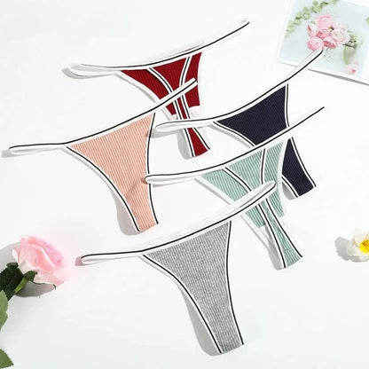 Thong coton seamless taille basse couleur unie — S-XL