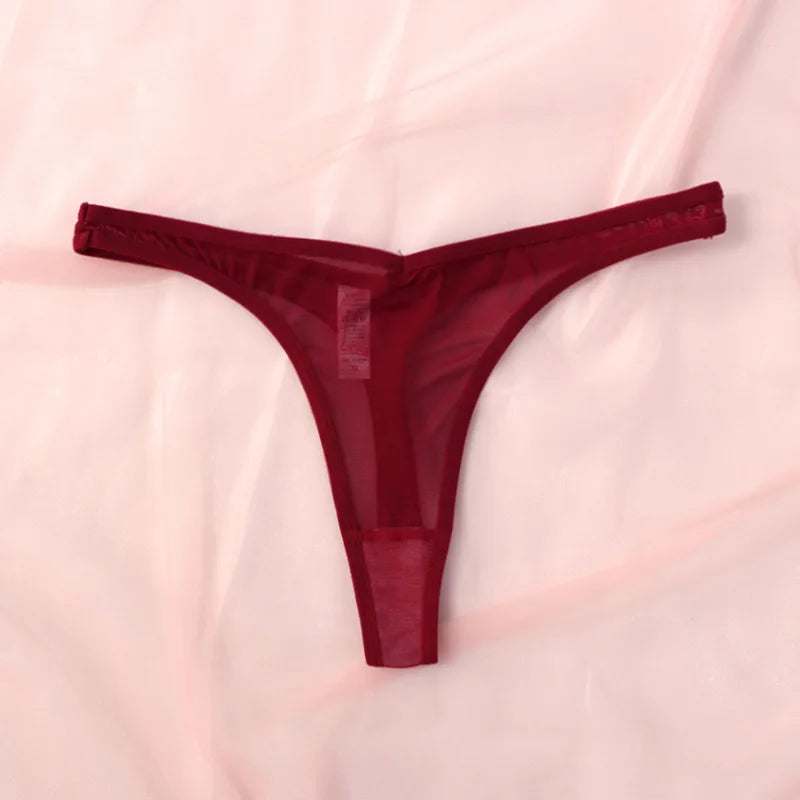 String femme sans coutures mesh translucide — Mi-taille T-back sexy