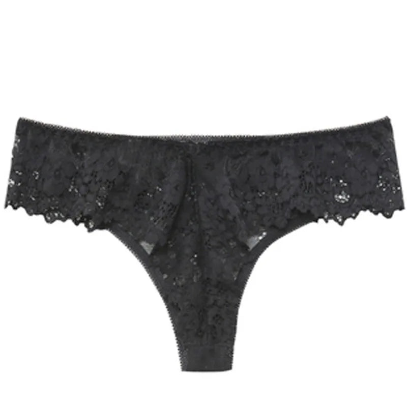 Thong femme dentelle ajourée — Taille basse sans coutures respirant